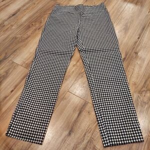Zac & Rachel Black &   White Gingham Stretch Ankle Pants Pull On Size 10